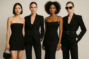 Women in fashionable black clothing for fashion clothes